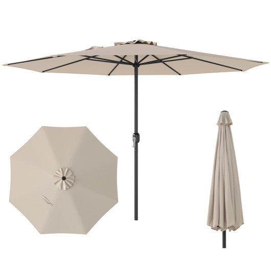 COSTWAY 12 Feet Patio Umbrella With Crank Handle and 8 Sturdy Ribs-Beige – REBEL COSTWAY 12 Feet Patio Umbrella With Crank Handle and 8 Sturdy Ribs-Beige – REBEL