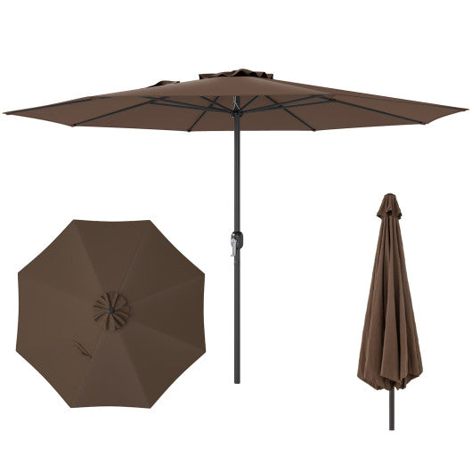 COSTWAY 12 Feet Patio Umbrella With Crank Handle and 8 Sturdy Ribs-Coffee – REBEL