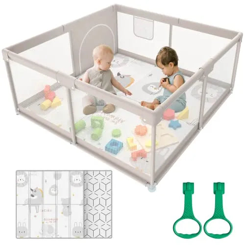 ZEEBABA Baby Playpen with Mat, 47x47inch Playpen – REBEL