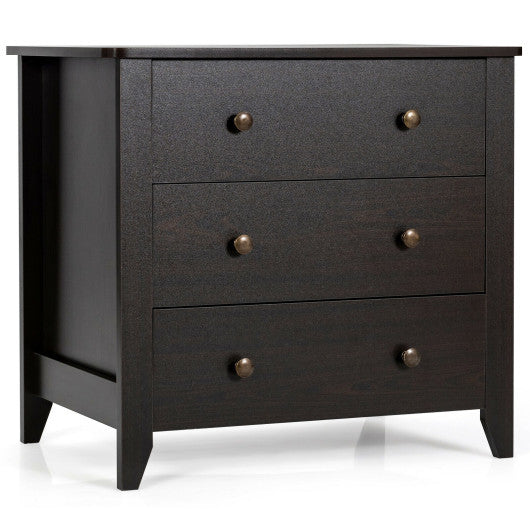 bedside table dresser COSTWAY 3 Drawer Dresser Chest of Drawers Bedside Table-Espresso – REBEL