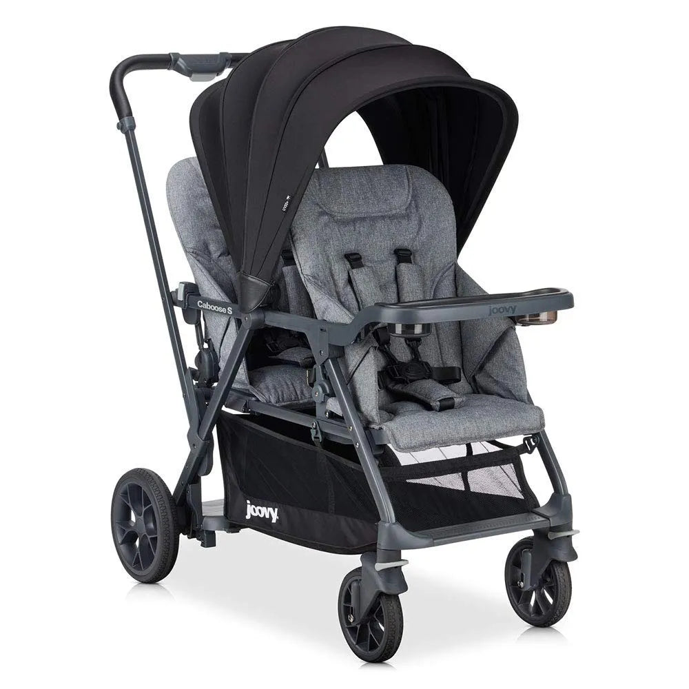 joovy double stroller folded Joovy Caboose S Too Double Stroller, Stand on Tandem-Grey Melange – REBEL