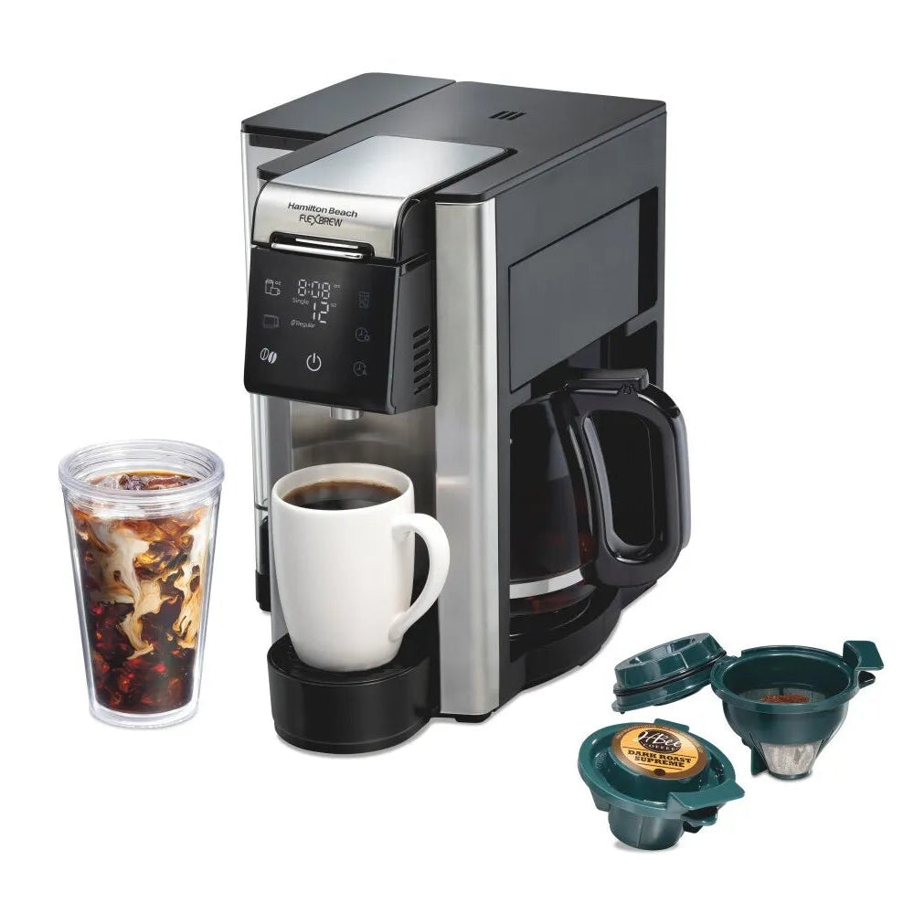 Hamilton Beach 12c FlexBrew 5 in 1 Drip Coffee Maker Black: 12 Cup  Programmable & Single Serve – REBEL