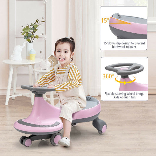 COSTWAY Wiggle Car Ride-on Toy With Flashing Wheels-Pink – REBEL