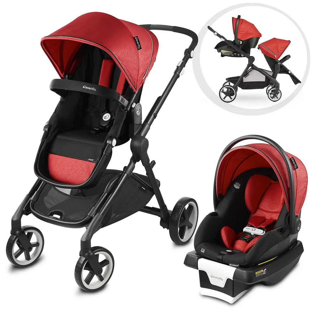 Gold SensorSafe Pivot Xpand Travel System Stroller Garnet Red
