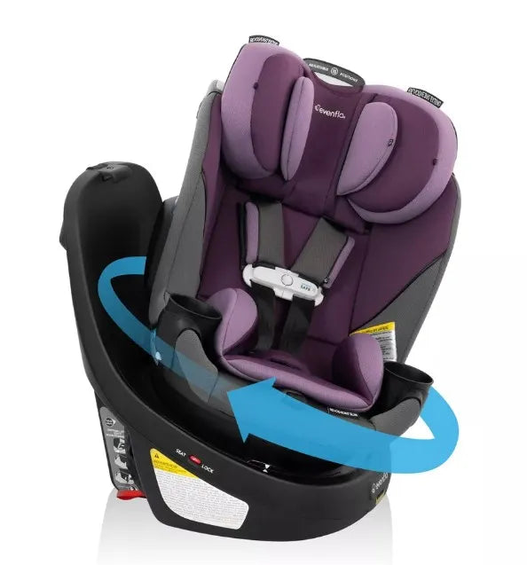 evenflo purple car seat Evenflo Gold Revolve 360 Slim 2-in-1 Rotating Convertible Car Seat