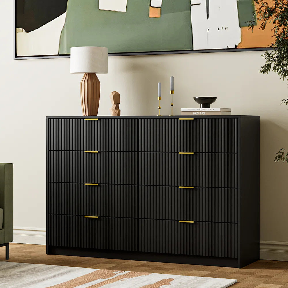 Mercer41 8-Drawer Double Dresser, 55" W - Black REBEL Mercer41 8-Drawer Double Dresser, 55" W - Black REBEL