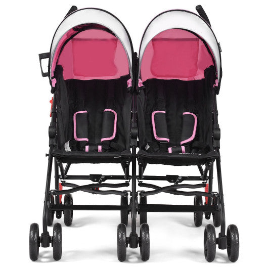 pink double umbrella stroller COSTWAY Foldable Twin Baby Double Stroller Ultralight Umbrella Kids Stroller -Pink – REBEL