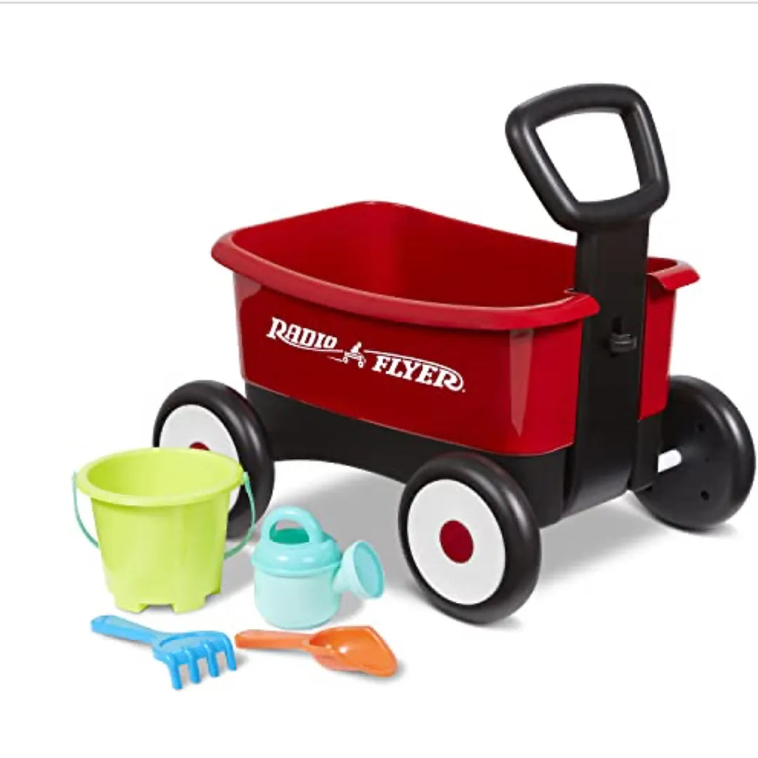 Radio Flyer My 1st Wagon with Beach and Garden Tools, 2-in-1 Wagon