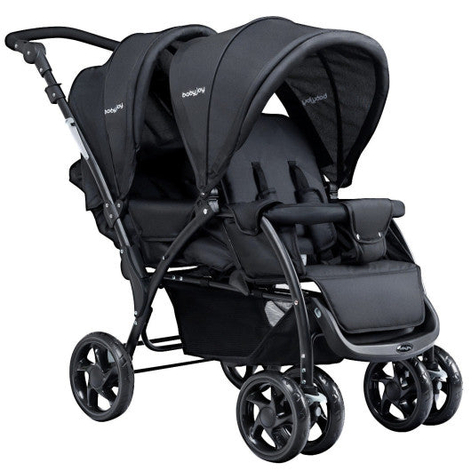 double foldable stroller COSTWAY Foldable Lightweight Front Back Seats Double Baby Stroller-Black – REBEL