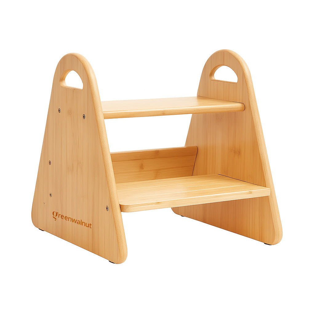 GREEN WALNUT Wooden Step Stool for Kids & Adult | Montessori Step