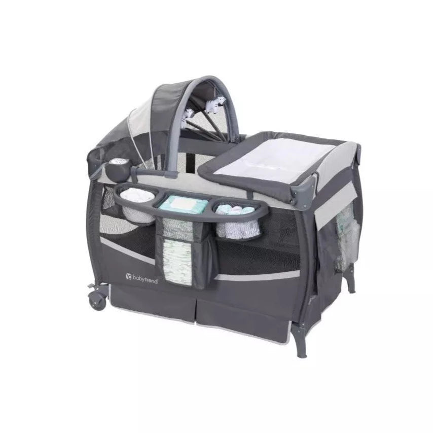 Baby Trend Deluxe II Nursery Center Portable Playard Misty Gray