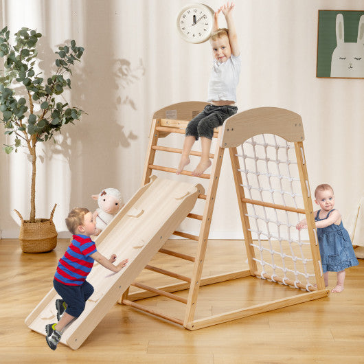 COSTWAY 6-in-1 Jungle Gym Wooden Indoor Playground With Double  display picture 1
