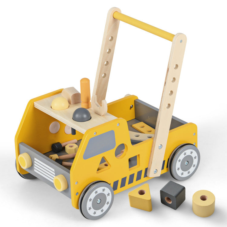 chicco 2 in 1 gear workbench COSTWAY 2-in-1 Wooden Baby Walker With Adjustable Speed and Bottom Storage-Yellow – REBEL