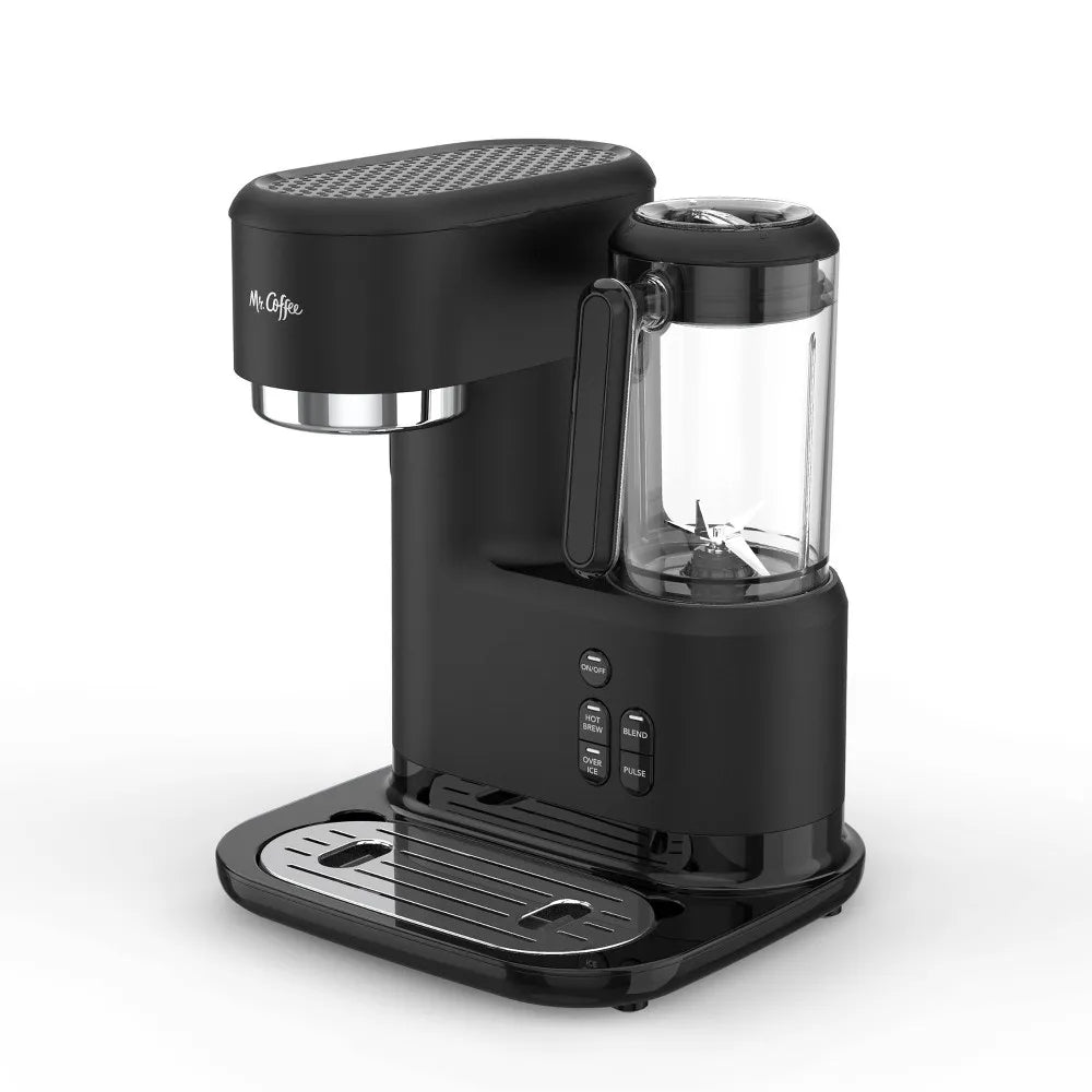 Mr. Coffee 2-Cup Black Single-Serve Iced and Hot Coffee Maker and Blender  with 2 Tumblers