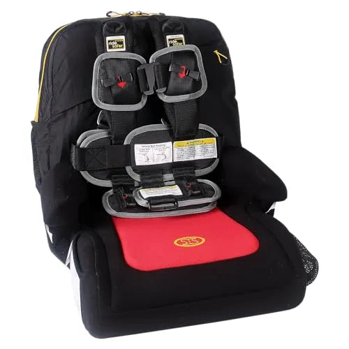 red and black car seat and stroller combo RideSafer Extra Small Black RideSafer Travel Vest & TravelSmarter Booster  Seat Combo, Lightweight, Compact, Portable Car Seat