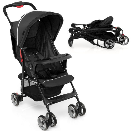 COSTWAY Toddler Travel Stroller for Airplane With Canopy and Adjustable  Backrest-Black – REBEL