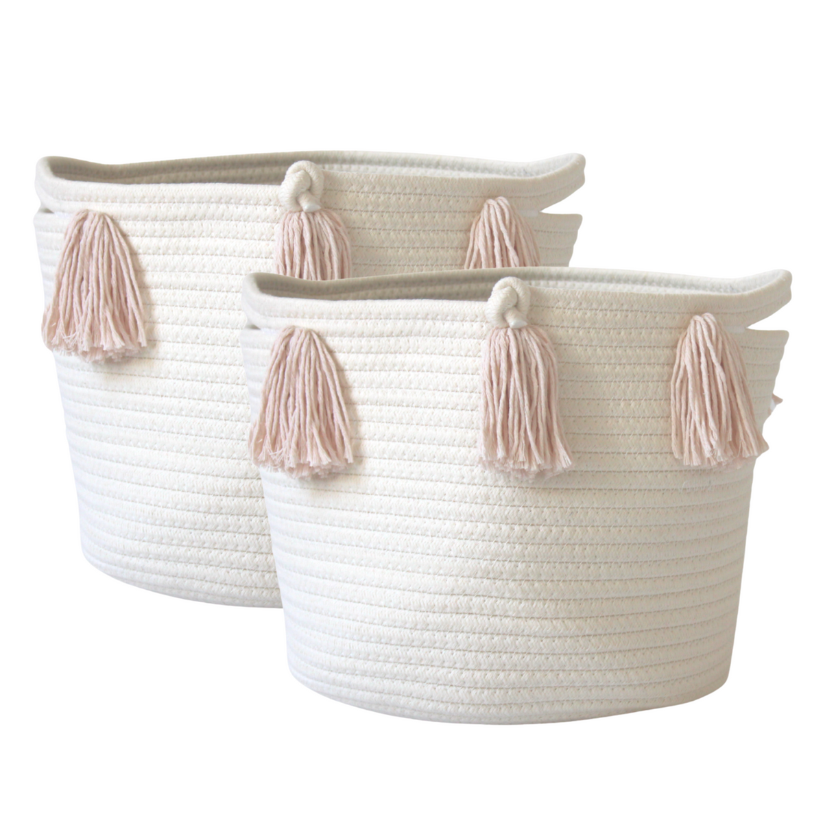 Cotton Tassel Fringe Basket Blue and Green main image 0