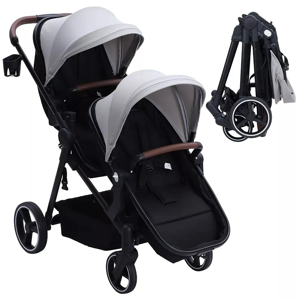 yakima double stroller Jojoka Double Track Tandem Stroller Foldable Bassinet Pram
