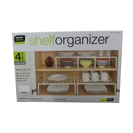 Unbranded/Generic Smart Design Shelf Organizer - 4 Piece Set - White