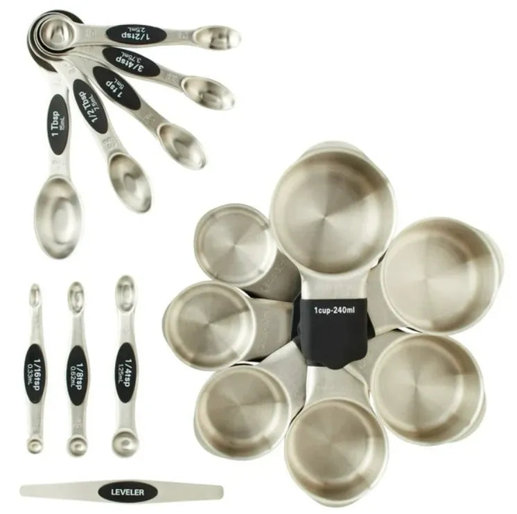 MIU France Stainless Steel Magnetic Measuring Cups and Spoons Set 15 ...