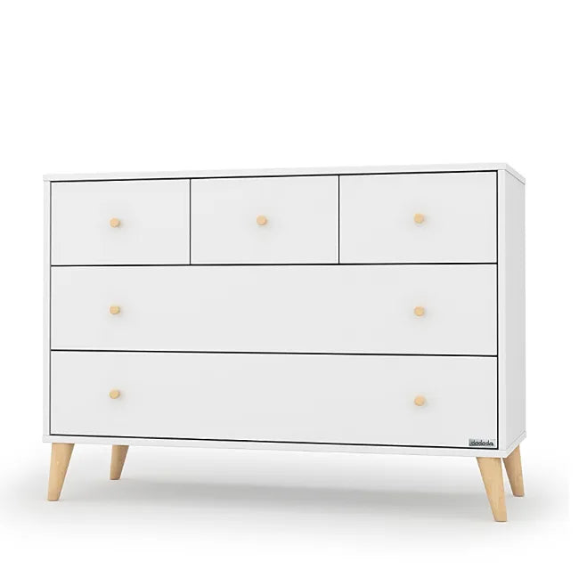 Dadada Baby Teen Austin 5 Drawer Kids' Dresser in White REBEL Dadada Baby Teen Austin 5 Drawer Kids' Dresser in White REBEL