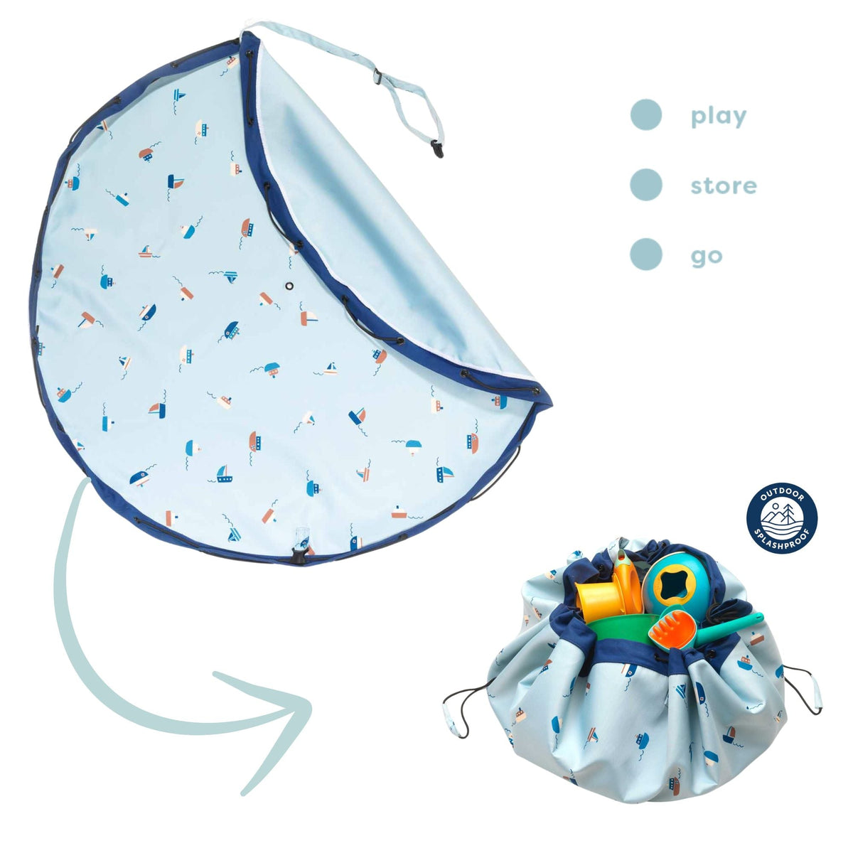Tappeto Da Gioco 2 In 1 Play&Go Outdoor | Impermeabile, Sacco Porta Giocattoli, Cotone Multicolore Per Bambini