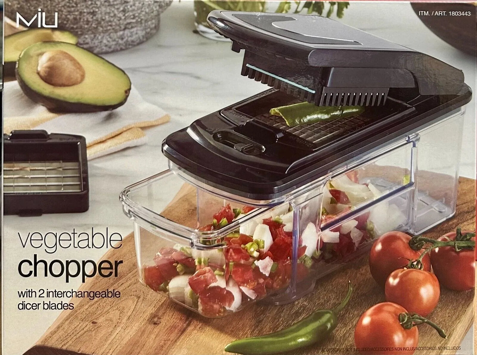 MIU Vegetable Chopper With 2 Interchangeable Dicer Blades (See