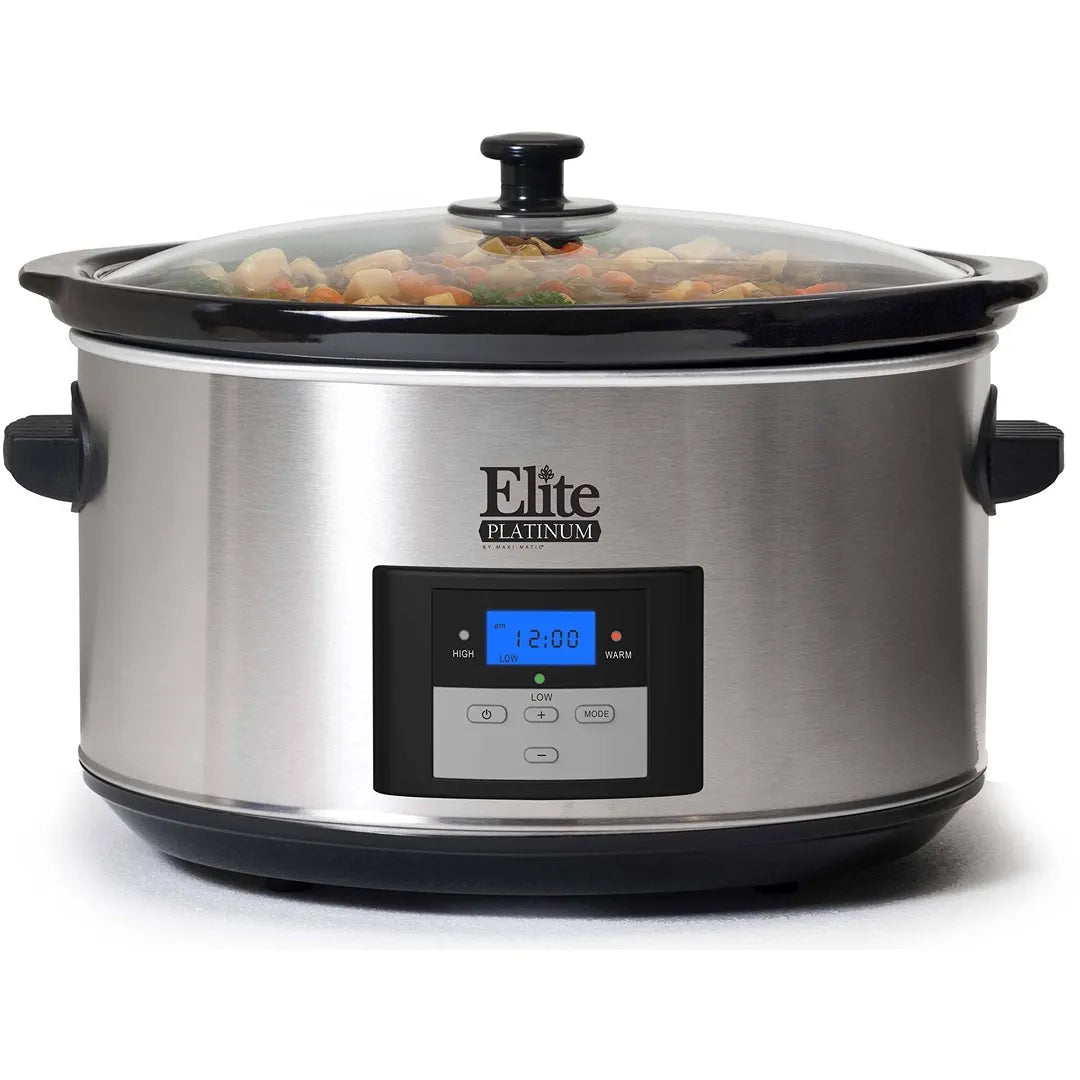 Elite Gourmet 8.5 Qt. Stainless Steel Slow Cooker with Digital Display ...