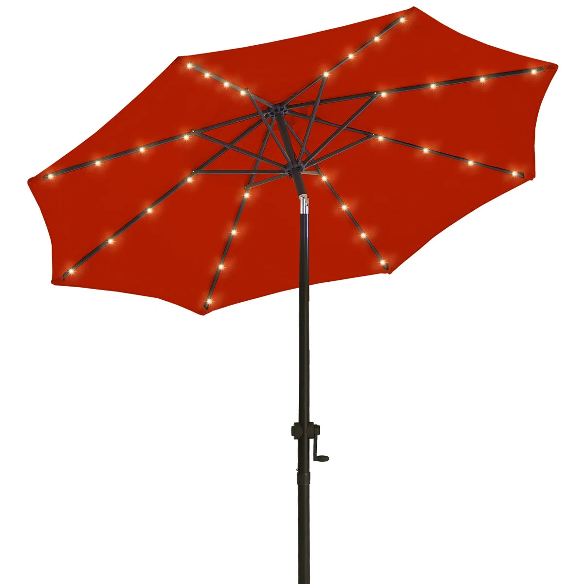 Arlmont & Co. 108'' Solar LED Lighted Market Patio Umbrella with Crank & Tilt