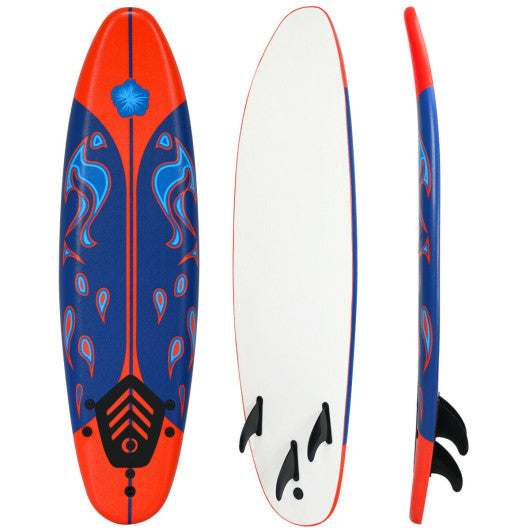 COSTWAY 6 Feet Surfboard With 3 Detachable Fins-Red – REBEL