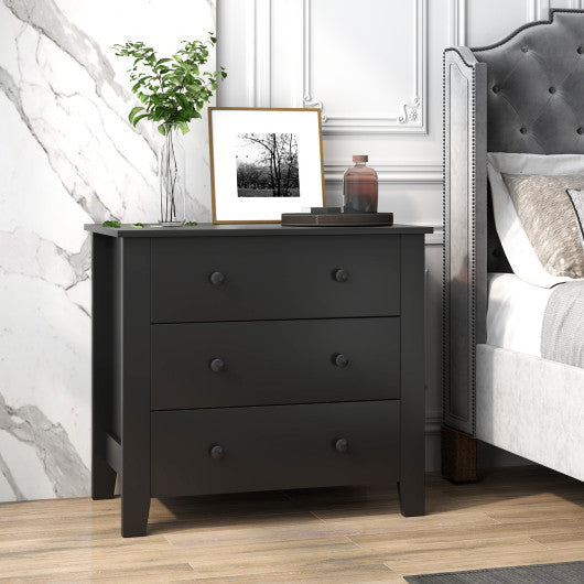 COSTWAY 3 Drawer Dresser Chest of Drawers Bedside Table-Black Wood Grain – REBEL