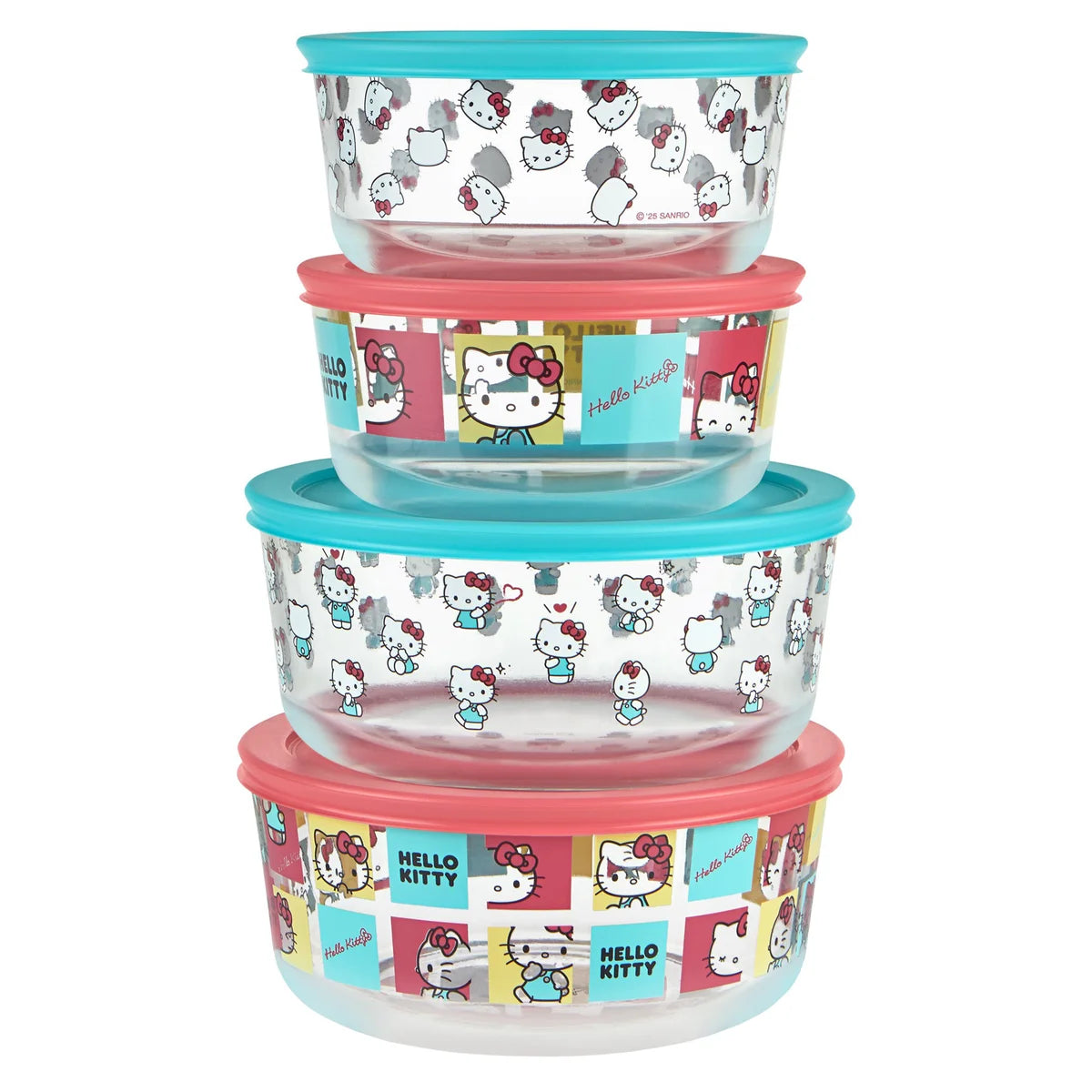 Hello kitty 8-Piece Hello Kitty Pyrex Glass Food Storage Set – REBEL