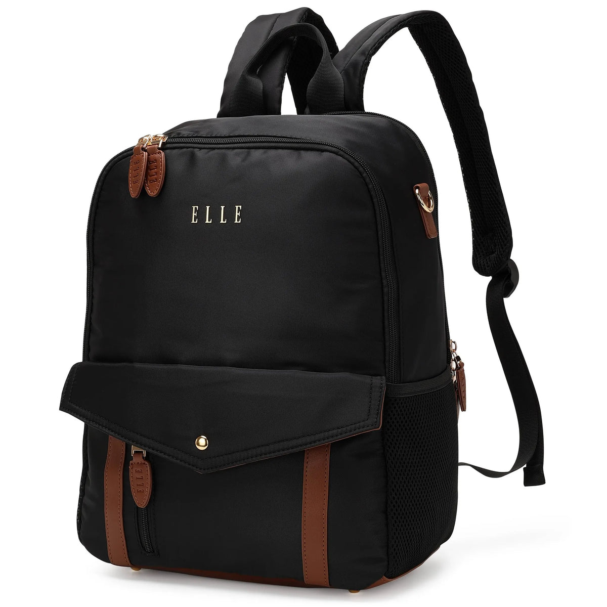 Luxe Journey 18L Twill and Vegan Leather Backpack Black