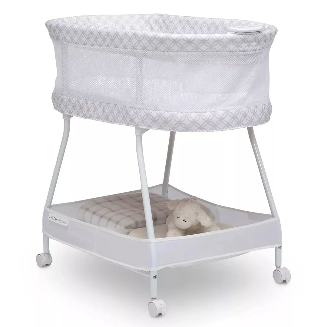 Delta Children Sweet Dreams Bassinet with Airflow Mesh - Gray Infinity ...
