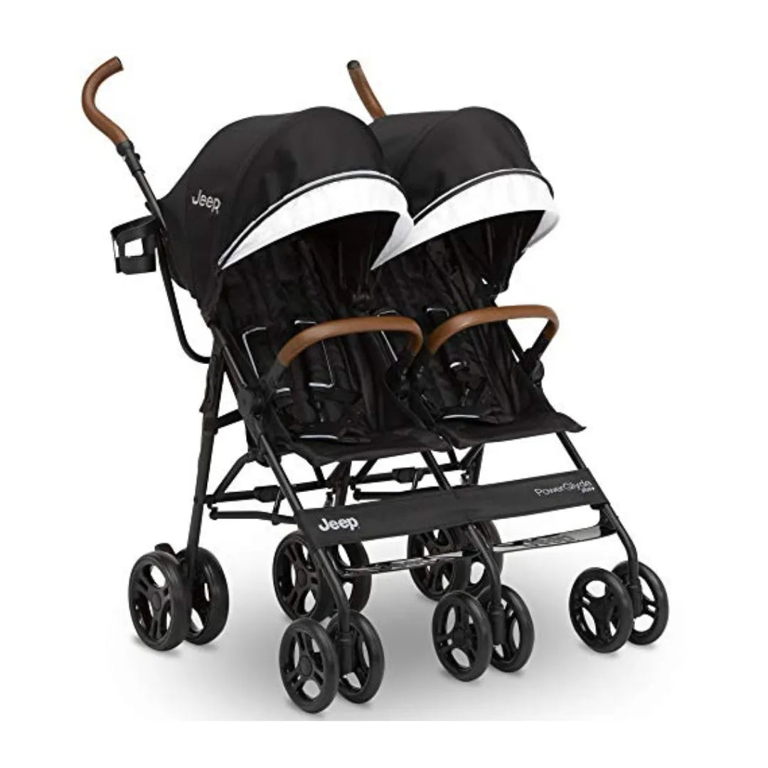 jeep double stroller side by side Jeep PowerGlyde Plus Side X Side Double Stroller - Black