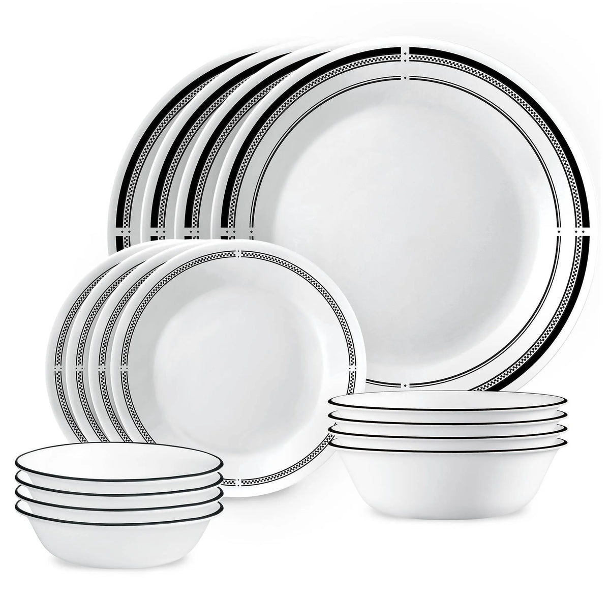 Corelle 16pc Vitrelle Brasserie Dinnerware Set: Geometric Pattern ...