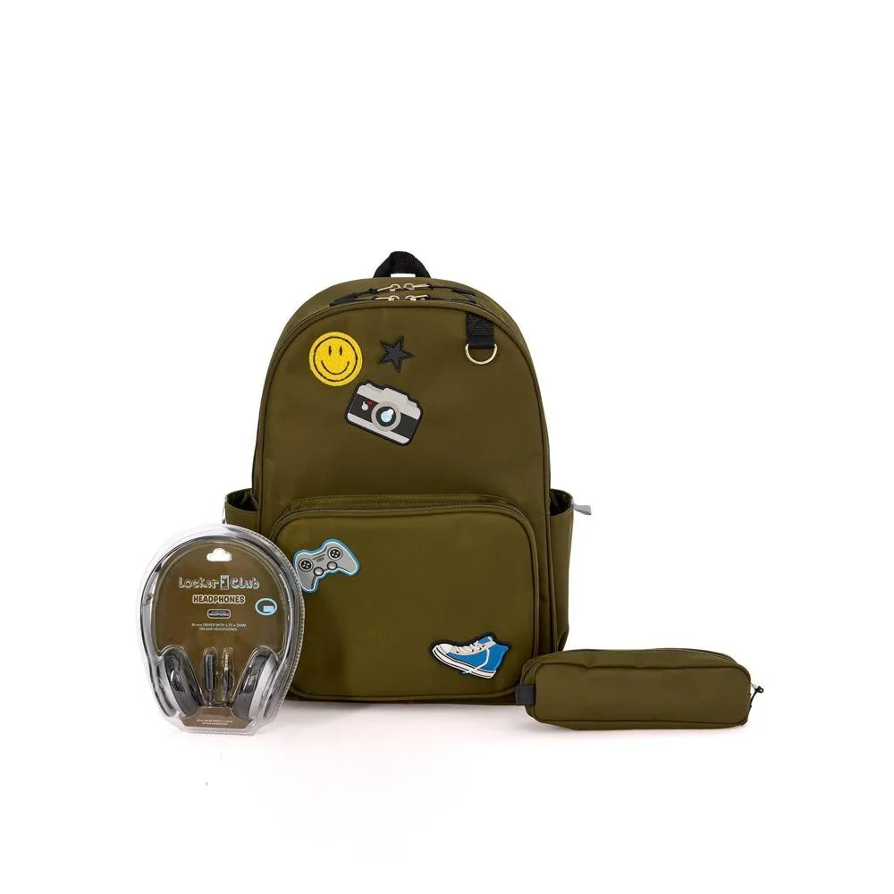 Locker Club - Kids' Nylon Backpack Set - 16L - Olive Green