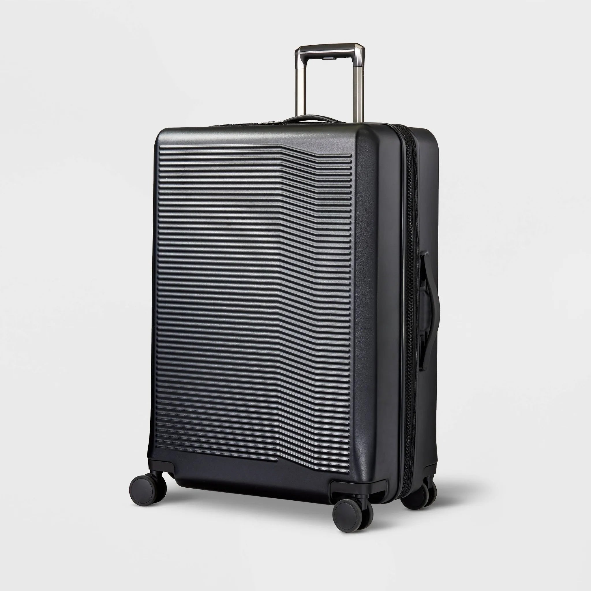 main story ダークグレー サイズ4 Open Story Large Checked Hardside Spinner Suitcase - Matte Black