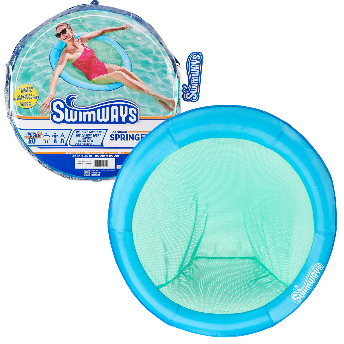 Swim Ways Spring Float Papasan Pool Lounger with Hyper-Flate Valve ...
