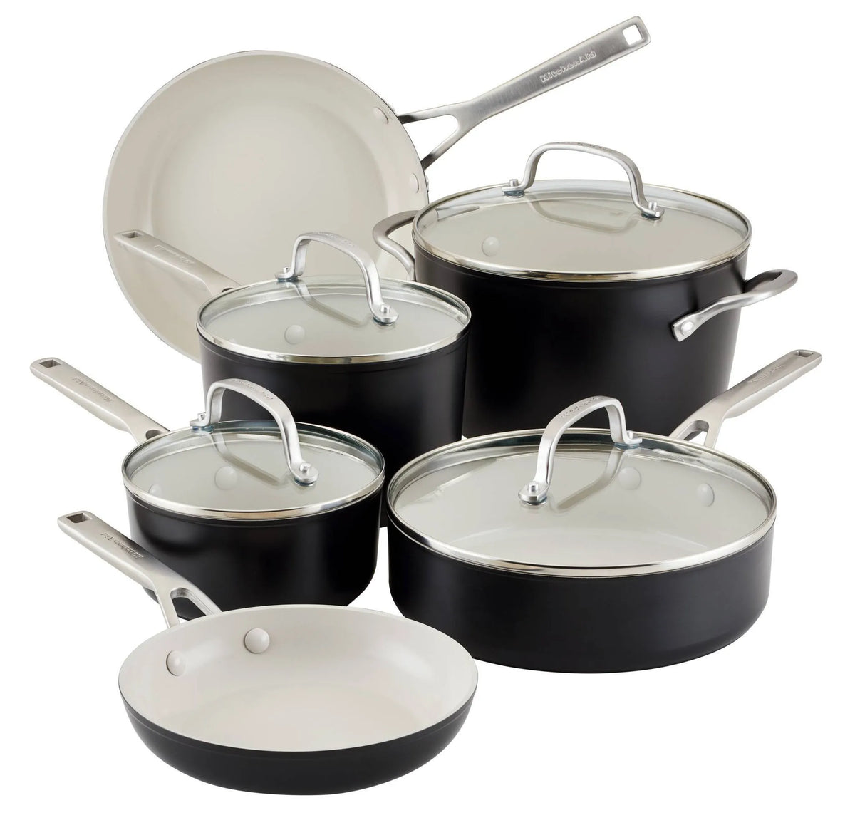 KitchenAid 10-Piece Hard Anodized Ceramic Nonstick Cookware Set - Matte ...