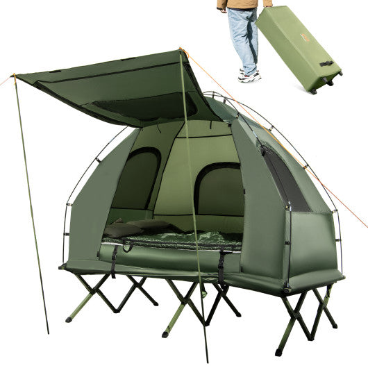 COSTWAY 5-in-1 2-Person Foldable Outdoor Camping Tent Cot With Air Mattress and Sleeping Bag