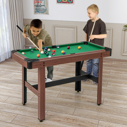 COSTWAY 48 Inch Pool Wooden Game Table With Full Set of Ballsfor Kids ...