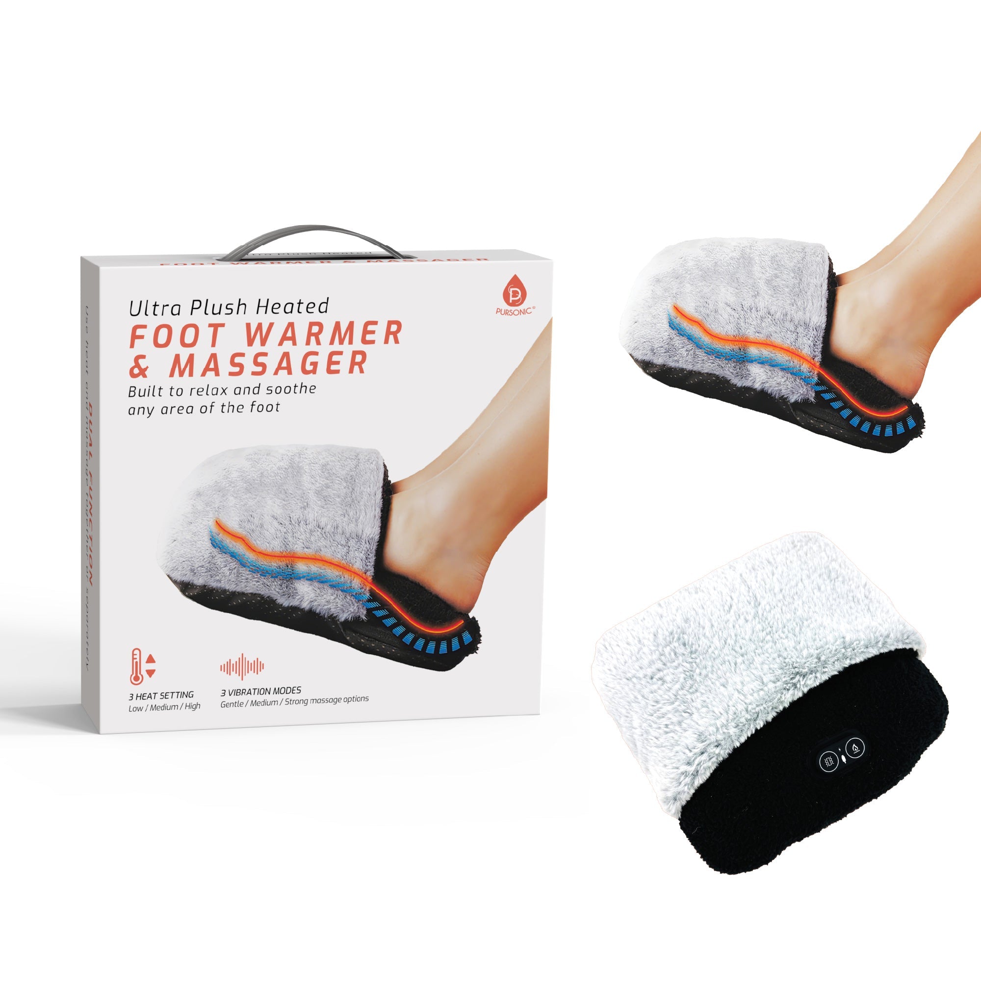 Pursonic Ultra Plush Heated Foot Warmer & Massager Cozy Relief Anytime, Anywhere REBEL Pursonic Ultra Plush Heated Foot Warmer & Massager Cozy Relief Anytime, Anywhere REBEL