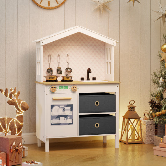 bugaboo ikea COSTWAY Kids Play Kitchen Children Toy Kitchen Playset With 2 Stoves and Rotation Knobs-White – REBEL