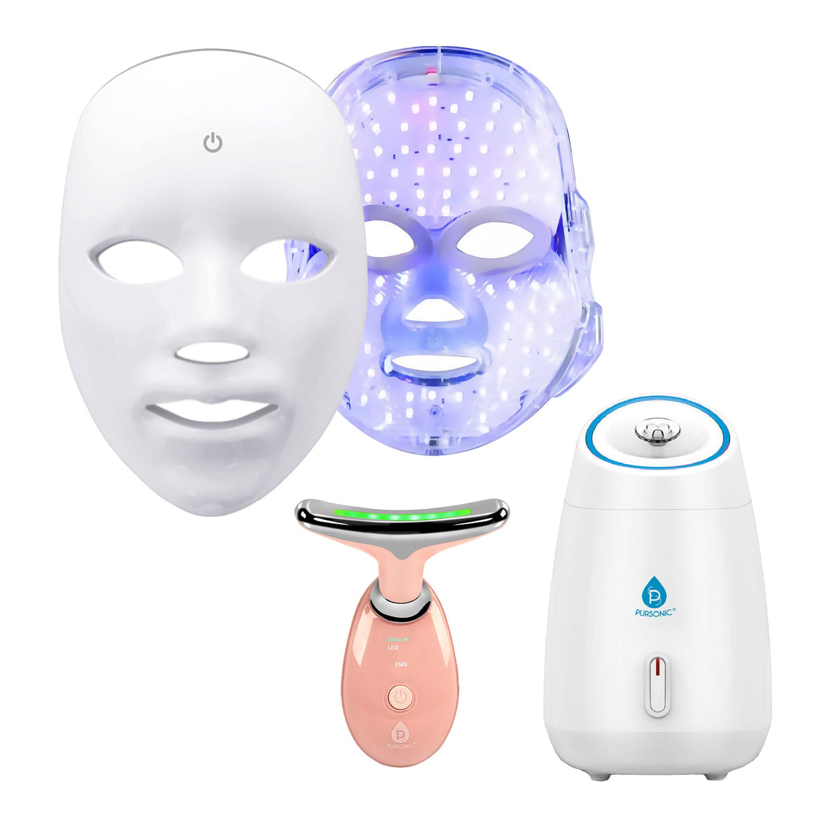 Pursonic Ultimate 3-in-1 LED Light Therapy & Facial Spa Bundle – 7-in-1 ...