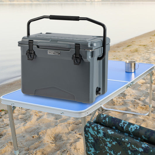 COSTWAY 25 QT Hard Cooler With Aluminum Handle and Integrated Cup