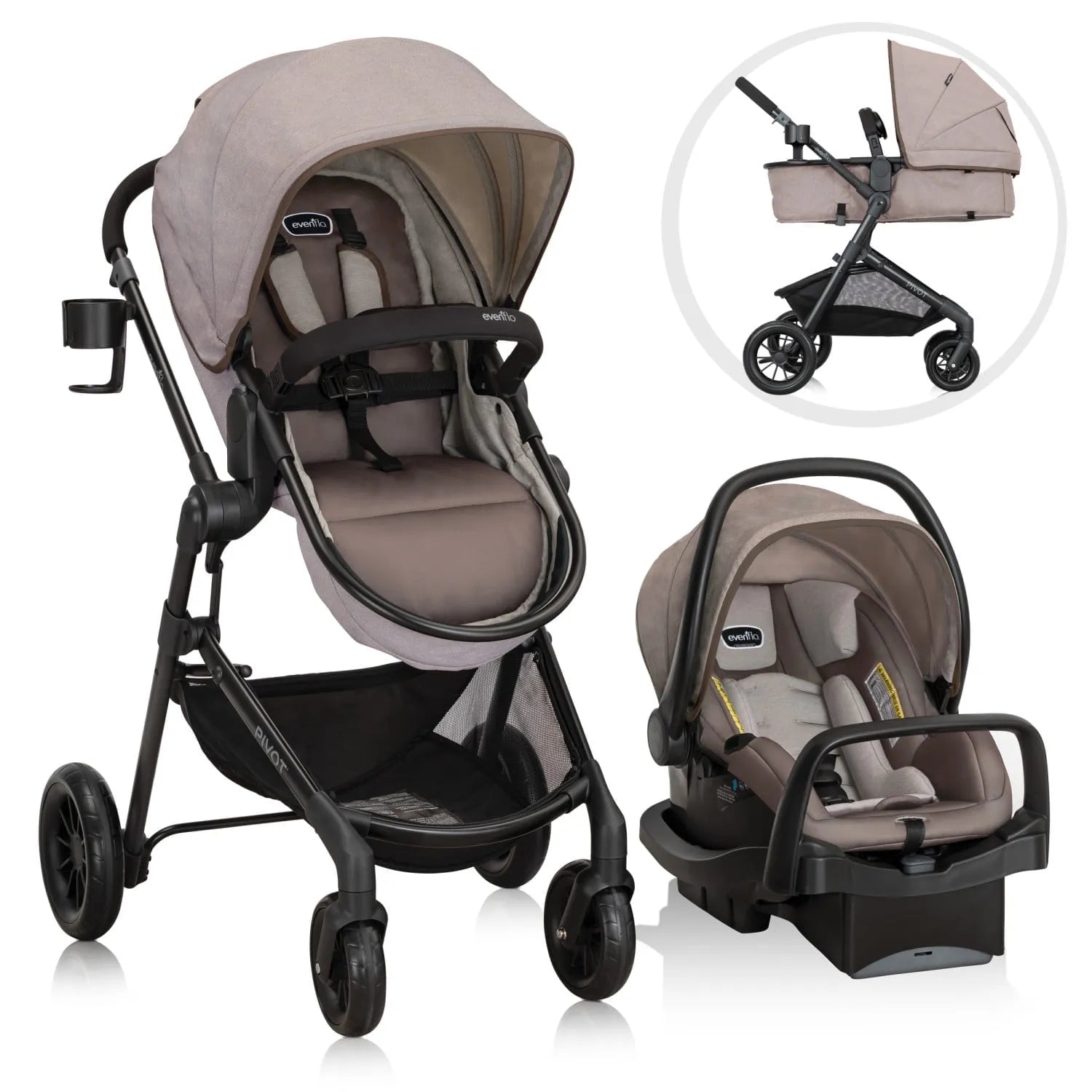 evenflo pivot cup holder replacement Evenflo Pivot Modular Travel System with LiteMax Infant Car Seat