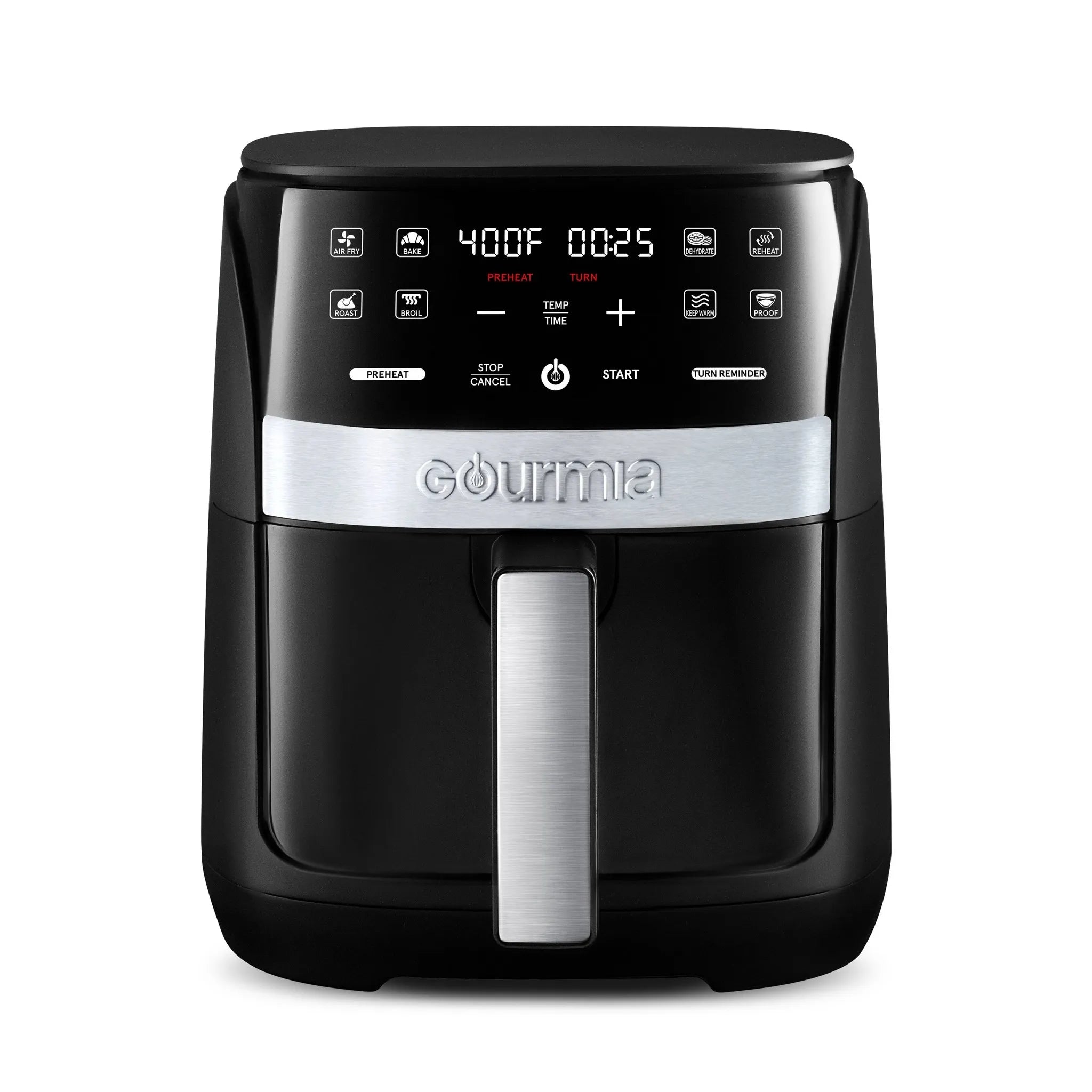 Gourmia 3qt Digital Window Air Fryer with 8 Presets & Guided Cooking: 1200W, Dishwasher-Safe Parts