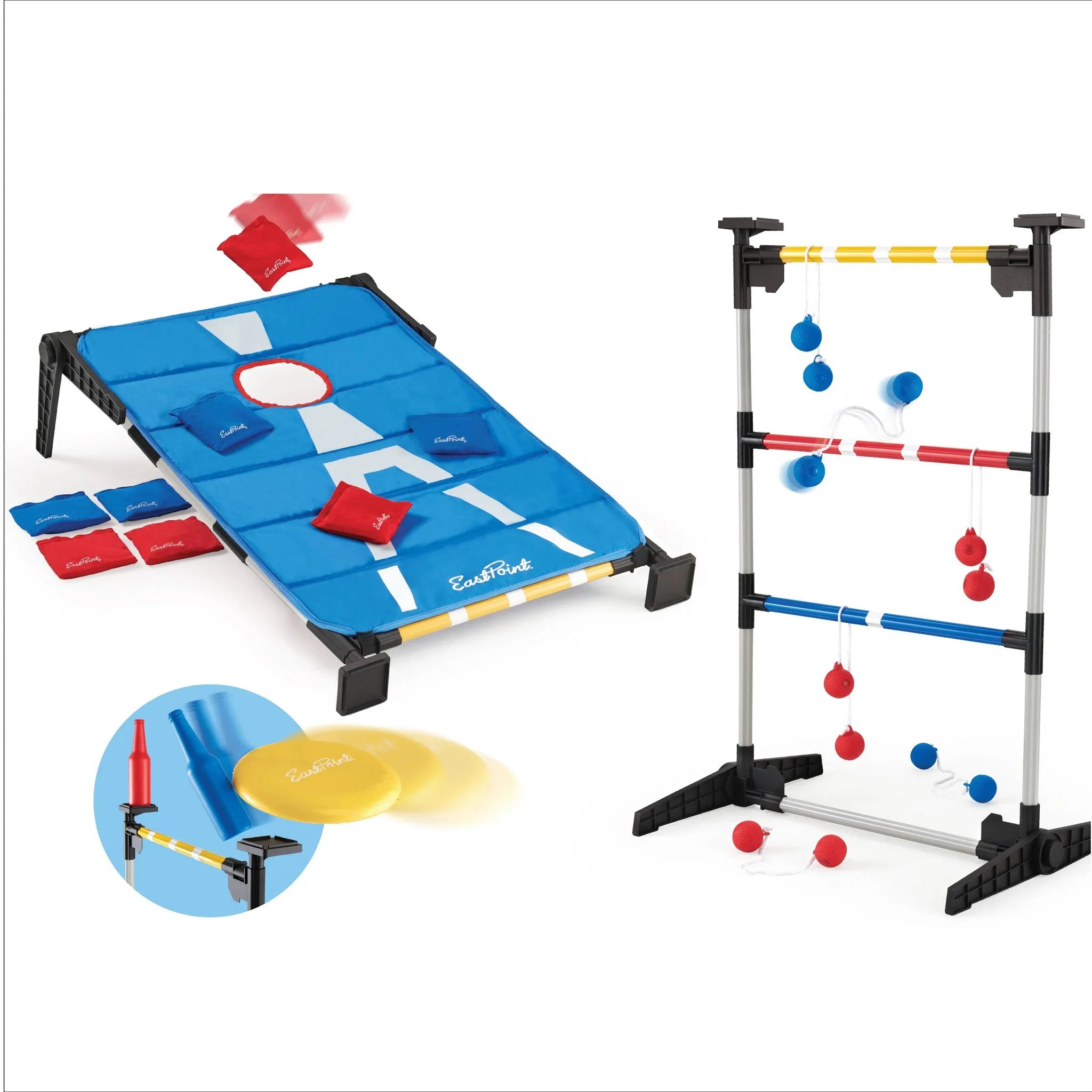 Eastpoint 3-in-1 Cornhole, Ladderball, and Bottle Smash Outdoor