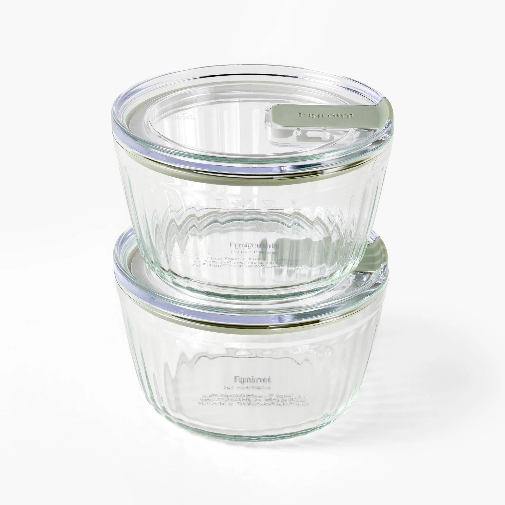 Figmint 4pc (Set of 2) 2c Round Glass Food Storage Container